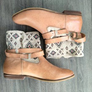 Anthropologie Latigo James Tan Leather Ankle Boots Women's Size 7.5